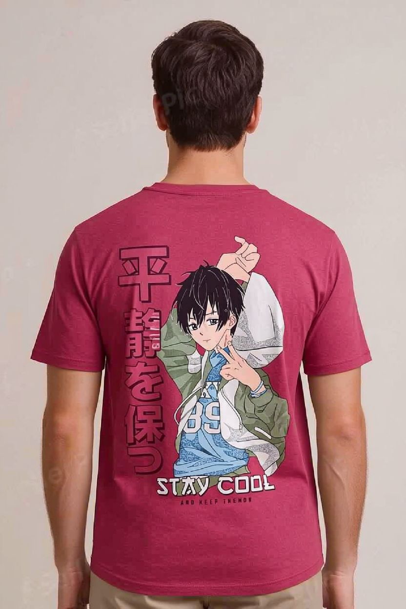 Rose Pink Oversized Anime T-Shirt – Premium Cotton Streetwear Tee